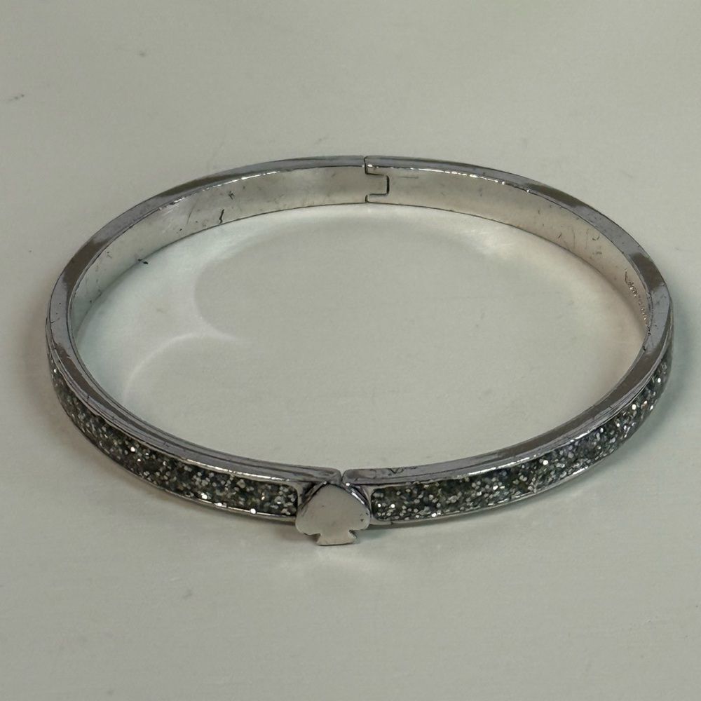 Kate Spade Everyday Spade Glitter Enamel Silvertone Hinge Bracelet - Picture 5 of 7
